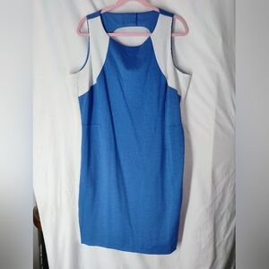 Blue and White Halter Sheath Mini Dress for Weddings